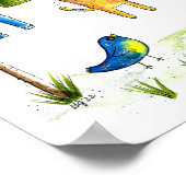 Poster Chat Whimsical sur une ligne de linge (Coin)