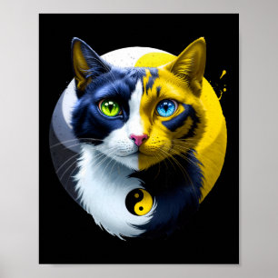 Poster Chat Yin Yang Dual Yoga Kit Spiritualité Cadeau Ma