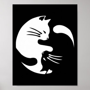 Poster Chat Yin Yang Peace Love Interconnectées Idée cade