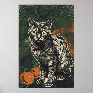 Poster Chat zombie macabre