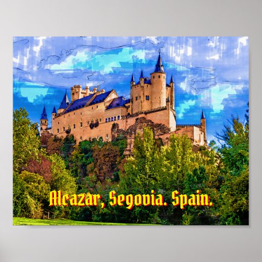 Poster Château Alcazar, Ségovie, Espagne. (Devant)
