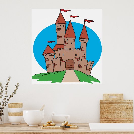 Poster Château avec drapeaux (Cuisine)