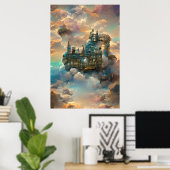 Poster Château, Château De Cartoon, Château Dans Le Ciel, (Bureau à domicile)