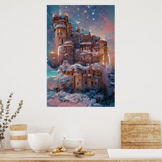 Poster Château classique, Château médiéval d'hiver, Fée (Cuisine)