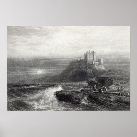 Poster Château de Bamborough, gravé par S. Bradshaw (Devant)