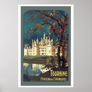 Poster Château de Chambord de la vallée de la Loire Toura
