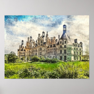 Poster Château de Chambord, France.