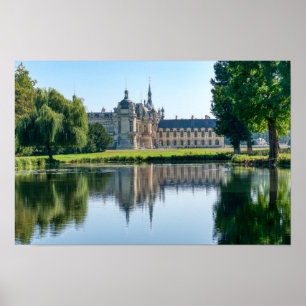 Poster Château de Chantilly et reflet dans un étang