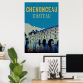 Poster Château de Chenonceau illustration originale Franc (Bureau à domicile)
