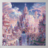 Poster Château de Crystal Kingdom - Style Art Imaginaire (Devant)