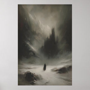 Poster Château de fantaisie enneigé d'hiver Art imprimabl