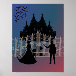 Poster Château de Fantaisie Romantique de Minuit et Robe