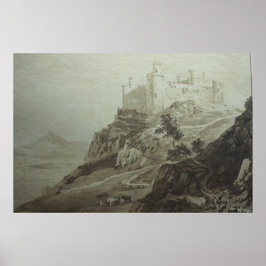 Poster Château de Harlech - Paul Sandby - c1800 (Devant)