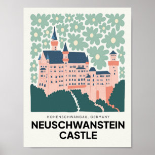 Poster Château de Neuschwanstein Allemagne voyage art flo