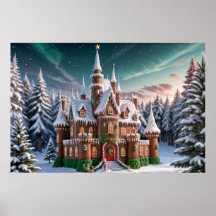 Poster Château de pain d'épices de la forêt de Noël