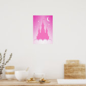 Poster Château de Pink Dreamy In The Clouds Starry Moon S (Cuisine)