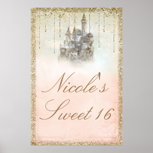 Poster Château de Princesse de Conte de Fée avec Paillett (Devant)