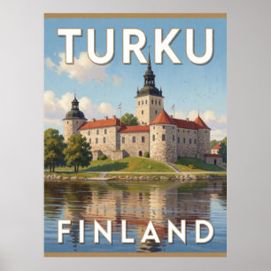 Poster Château de Turku Finlande Scène de voyage sur la r