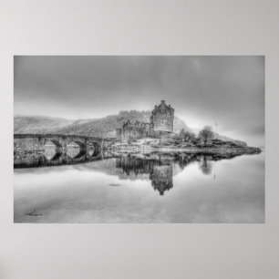 Poster Château d'Eilean Donan en Ecosse, (noire et
