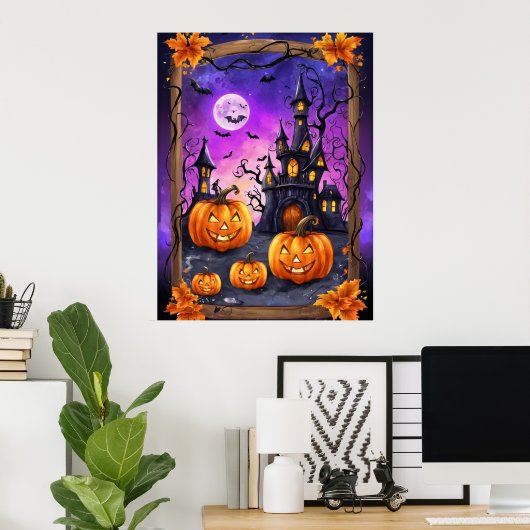Poster Château d'Halloween enchanté (Bureau à domicile)