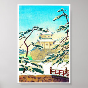 Poster Château d'hiver japonais cool oriental scénographi