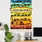 Poster Château d'Oex, Suisse, voyage vintage (Bureau à domicile)
