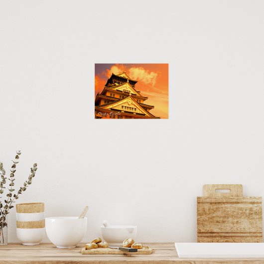 Poster Château d'Osaka (Coucher de soleil ver.) (Cuisine)