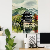 Poster Château du lac d'été (Bureau à domicile)