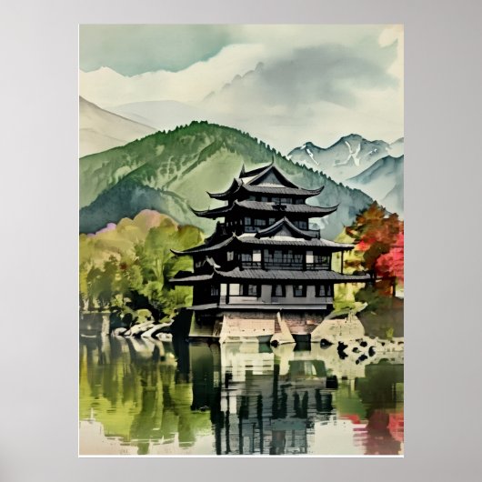 Poster Château du lac d'été (Devant)