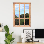 Poster Château écossais sur Cliff Vue depuis une fenêtre (Bureau à domicile)