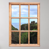 Poster Château écossais sur Cliff Vue depuis une fenêtre (Devant)