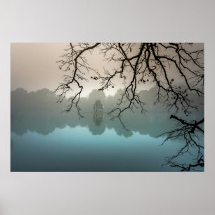 Poster Château effrayant dans un lac éffrayant