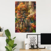 Poster Château En Forêt, Imaginaire Jungle, Automne (Bureau à domicile)