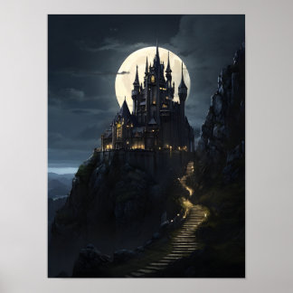Poster Château enchanté à minuit