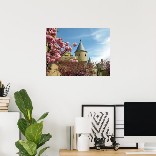 Poster Château et fleurs (Bureau à domicile)