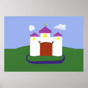 Poster Château Fairytale avec tourelles violettes