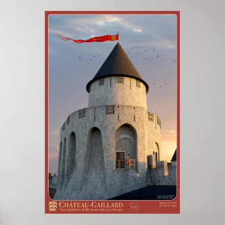 Poster CHÂTEAU-GAILLARD - Le donjon au coucher du soleil