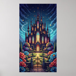 Poster château géant orne les flèches et chatoyant