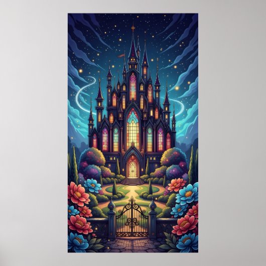 Poster château géant orne les flèches et chatoyant (Devant)