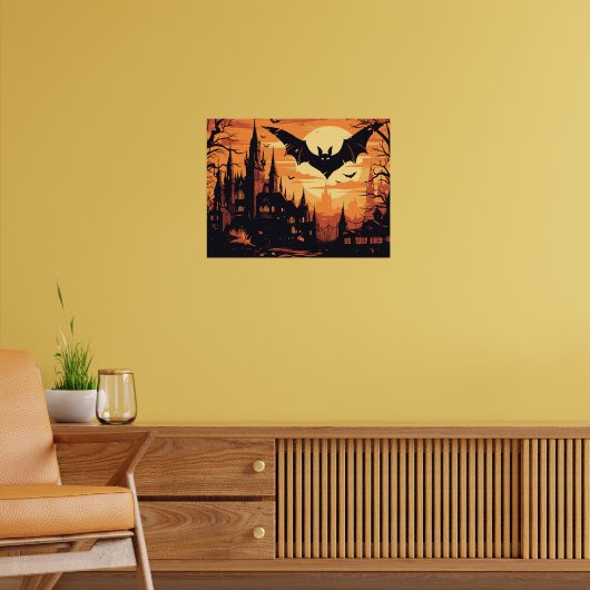 Poster Château gothique de vampire sous la pleine lune (Salon 2)