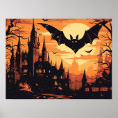 Poster Château gothique de vampire sous la pleine lune (Devant)