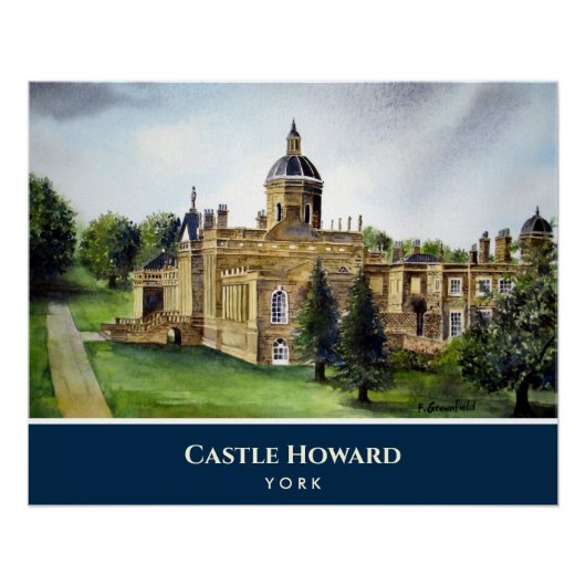 Poster Château Howard York Angleterre aquarelle peinture (Devant)