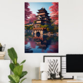 Poster Château japonais au bord de l'eau (Bureau à domicile)