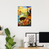 Poster Château Médiéval, Chevaliers & Princesse (Bureau à domicile)