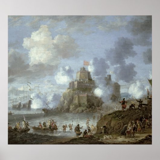 Poster Château méditerranéen assiégé des Turcs (Devant)