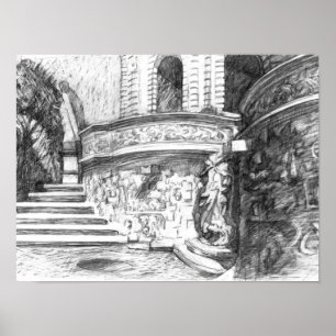 Poster Château pencilart Monochrome noir & blanc