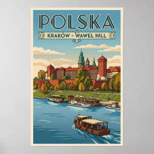 Poster Château royal de Wawel en Pologne Illustration Art