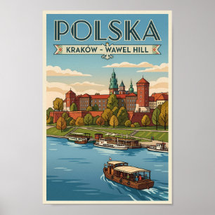 Poster Château royal de Wawel en Pologne Illustration Art