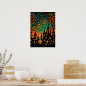 Poster Château Silhouette Nuit Mystique (Cuisine)