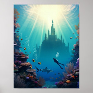 Poster château sous-marin caché